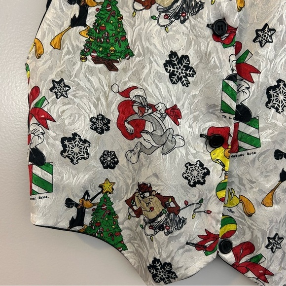 Vintage Looney Tunes Holiday Christmas Poly Vest Y2K 1993 Size Small/Medium - Picture 6 of 11